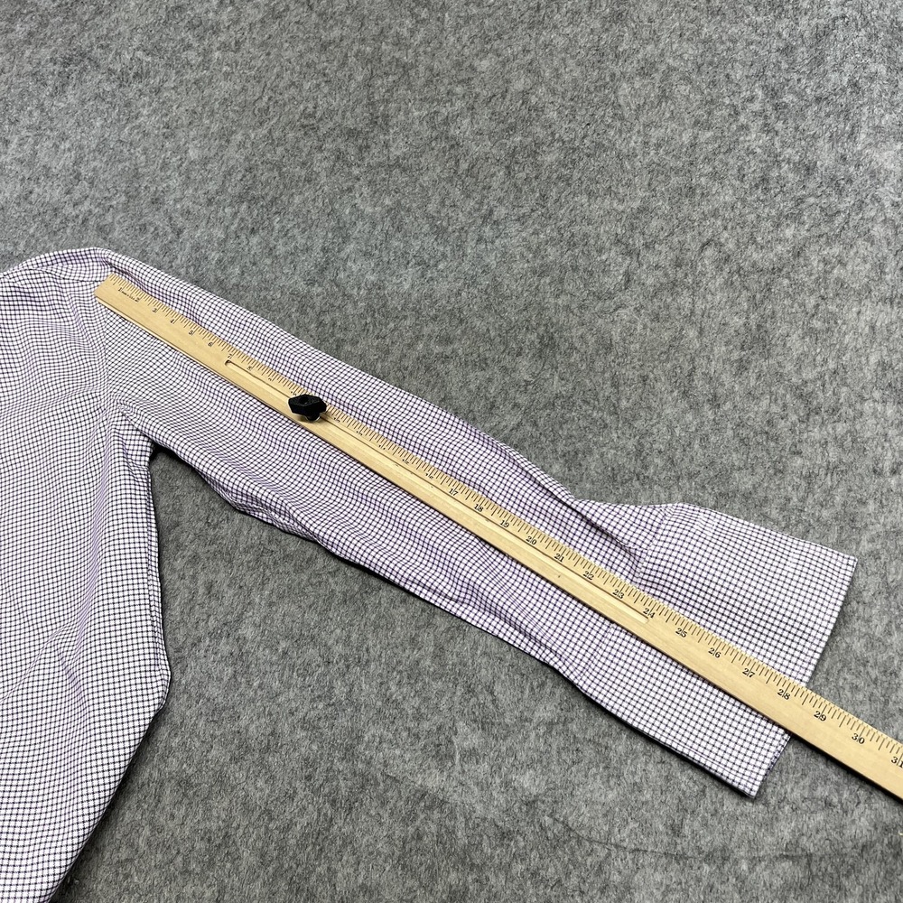 Charles Tyrwhitt Shirt Mens 15.5 34/35 Purple Check Extra‎ Slim Non Iron French - Picture 9 of 15